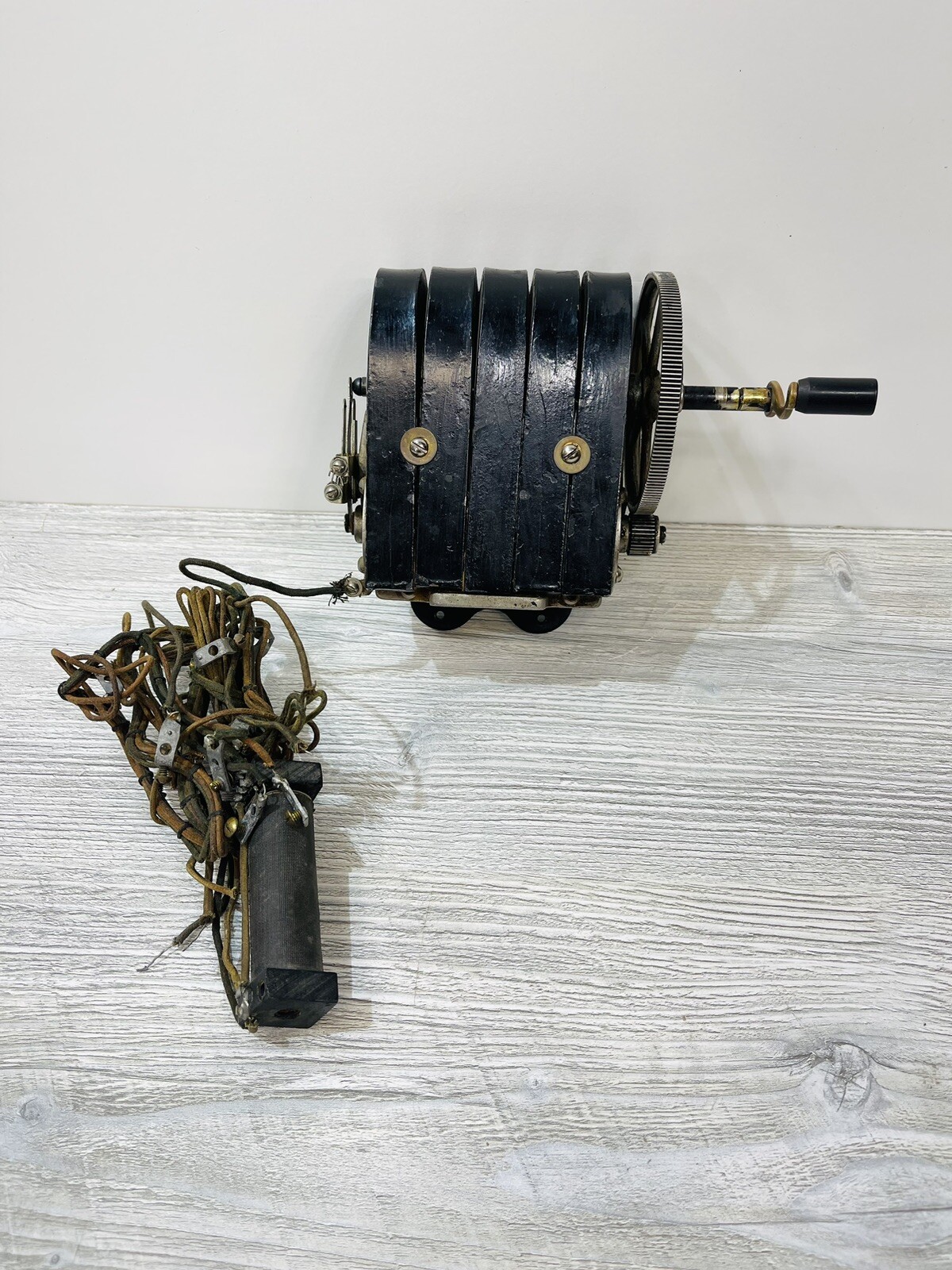 Antique Western Electric Wood Telephone Parts: 5 Bar Magneto Hand Crank Wires