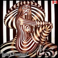 contemporary painting pop art modern decorative home decor woman portrait hat by