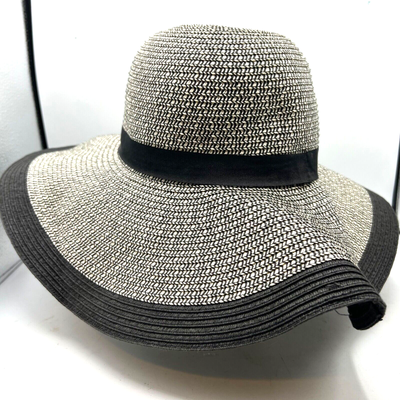 Cream and Black Wide-Brimmed Sun Hat Beach Hats for Women - Beach Hat Womens UPF 50+, Packable  main image 2