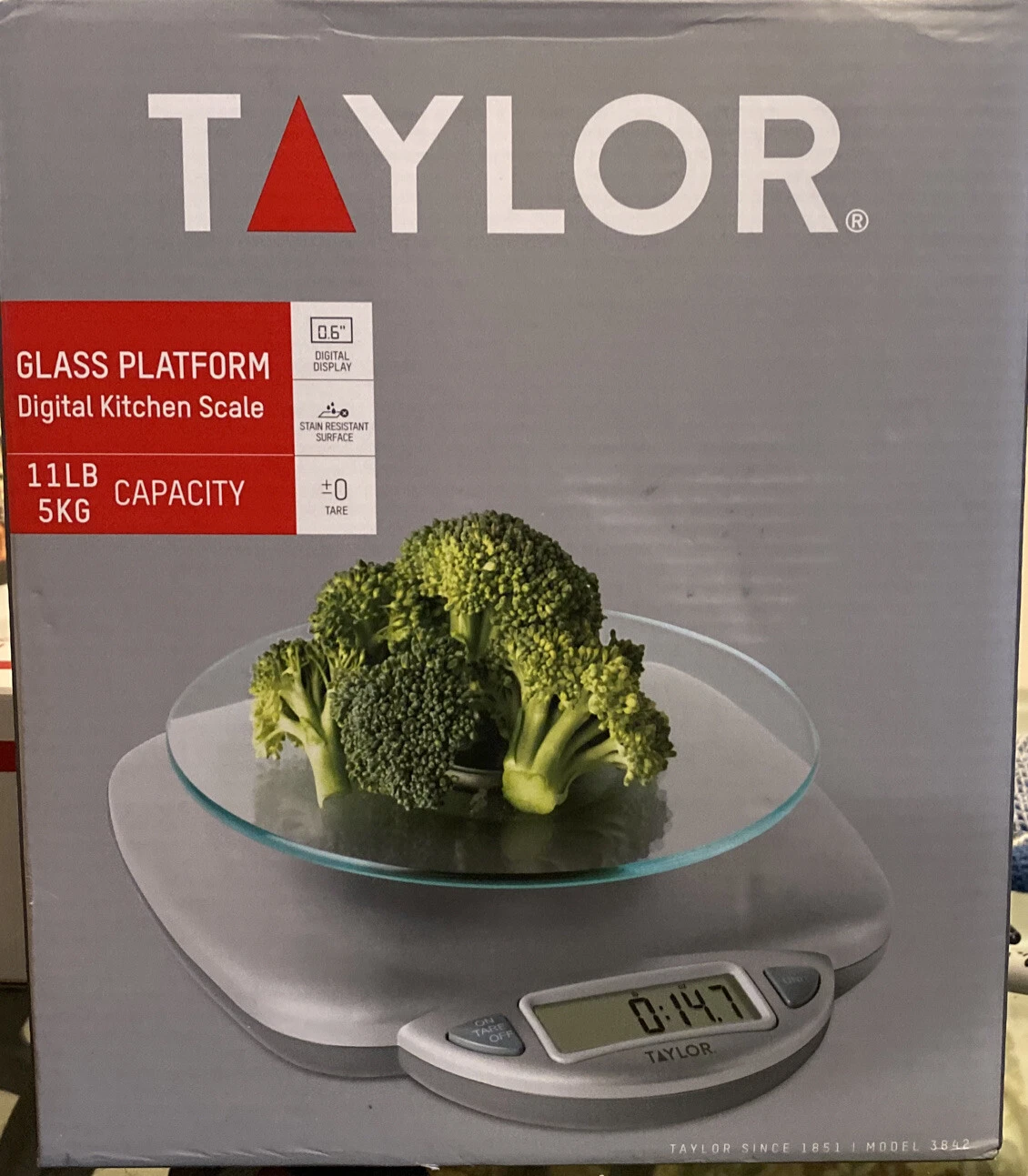 Taylor Glass Platform Digital Kitchen Scale 11lb/5kg Capacity (Silver)