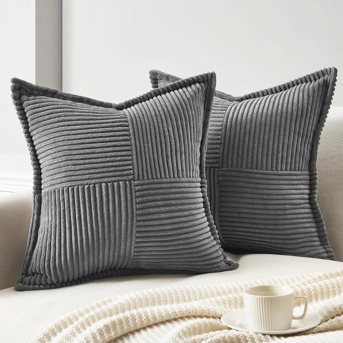 Topfinel Grey Cushion Covers 16 x 16 inches Dark Grey Room Decor