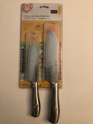 MasterChef Essentials 2-Piece 5'' & 7'' SANTOKU KNIFE SET w/ Blade Covers  NEW