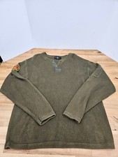 Vintage Eddie Bauer Men  s XL Cotton Chunky Knit Pullover Sweater Marine's Patch