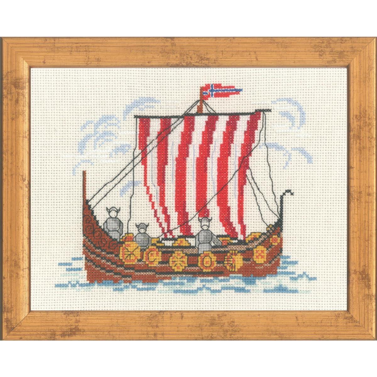 Permin counted cross stitch kit ""Viking ship"", 21x26cm, DIY, 92-0904