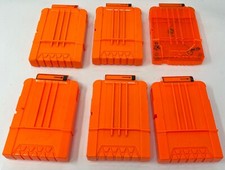 Nerf N-Strike Elite 6 Round Ammo Dart Clip Magazines Lot of 6 Used Orange