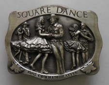 Vintage pewter Belt Buckle Square Dance 1985 Commemorative HTF
