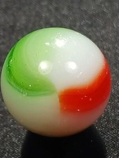 Vitro Agate .57" Light Green Red Christmas Tri-Lite Near Mnt Serious Marble A248