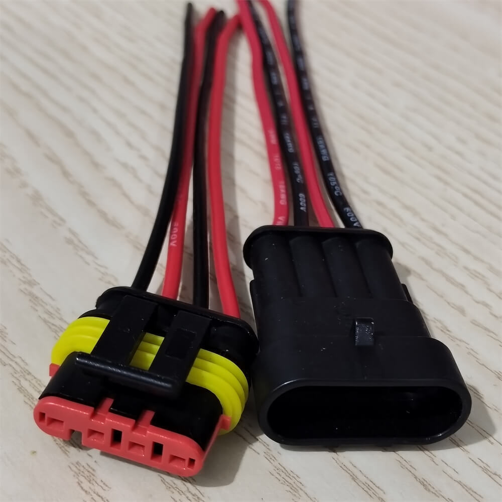 2 Set 18AWG Waterproof 4 Way 4 Pin Plug Electrical Wire Connectors for Car, Boat