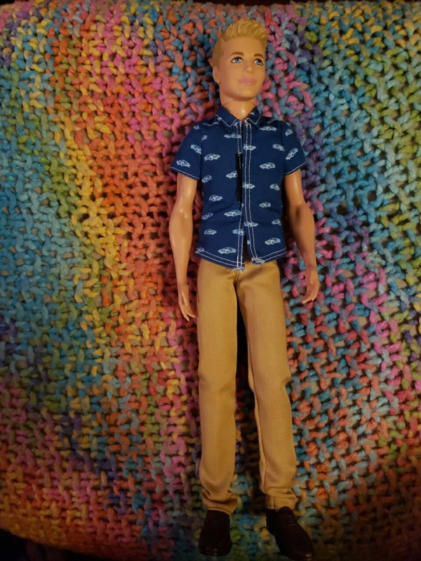 Mattel Ken Barbie Fashionista Doll 2013 Blue Car Shirt Tan Pants Shoes Blonde