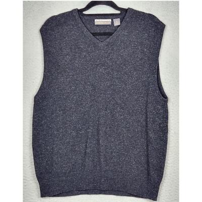 VINTAGE STRUCTURE STREETWEAR Vest Mens XL Gray Lambs Wool Preppy Academia Y2K
