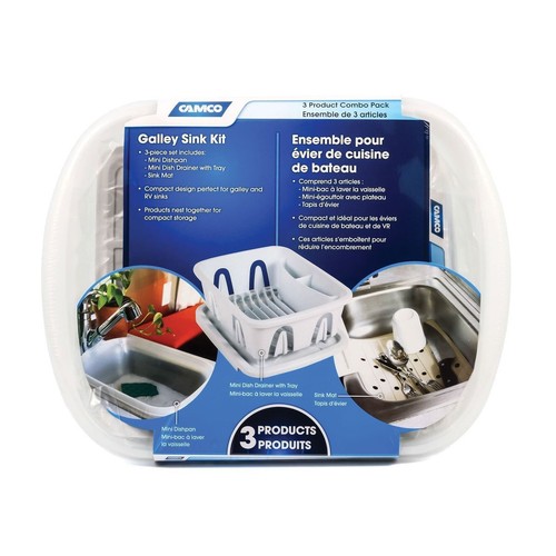 Camco Sink Kit with Dish Drainer Dish Pan & Sink Mat White #43517 - 第 1/1 張圖片