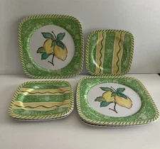 Trudeau Melamine 8 Pc. Dining Plate Set Lemon Design Yellow & Green
