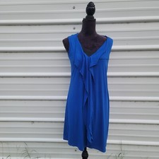 Simply Vera Wang Womens Jersey Knit Stretch Royal Blue Sleveless Ruffle Dress S