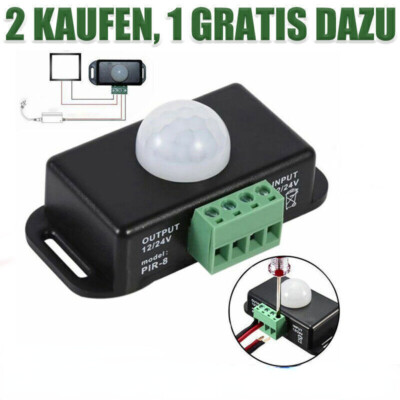 DC 12V-24V 8A Koerper Infrarot PIR Bewegungsmelder Schalter LED Light Automatik