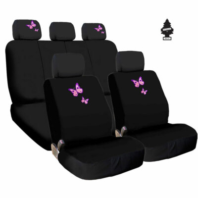 For Subaru New Buttefly Black Fabric Car Truck SUV Seat Covers Gift Set 