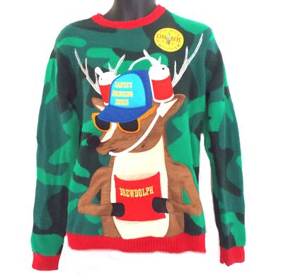 Drinking Reindeer Ugly Christmas Sweater Choice Size Mens
