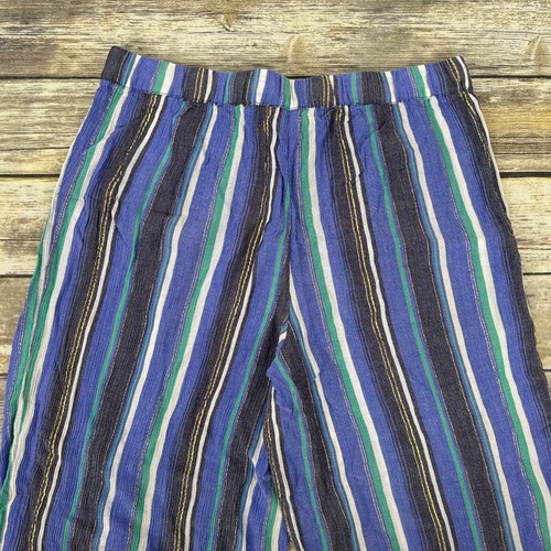 Susan Graver Soleil Regular Novelty Woven Tie Waist Pants Size M Navy NEW BOHO - Picture 10 of 10