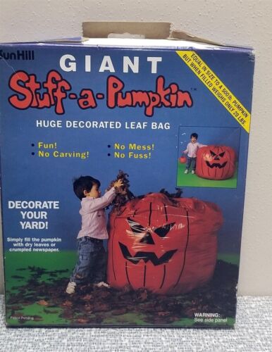 Vintage 1989 SunHill Halloween Giant Stuff A Pumpkin Leaf Bag - Bild 2 von 7