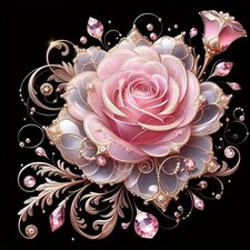 Pink Flowers Diamond Art Kits For Adults,5D Diamond Painting Kit Rose Flowers...