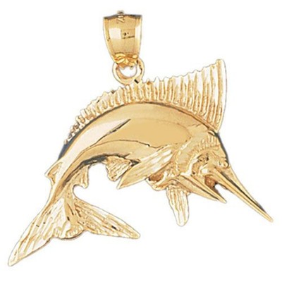 Marlin Sailfish Charm Pendant 14k Gold (5.6 Grams)