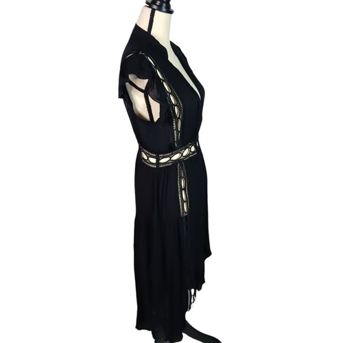 Neu mit Etikett Rue21 leichte lange schwarze offene Strickjacke mit Ösen und Cutout-Detail - Bild 5 von 10
