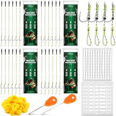 78 Pcs Carp Fishing Hair Rigs Bait Carp Rigs Kit Includes 24 High Carbon Stee...