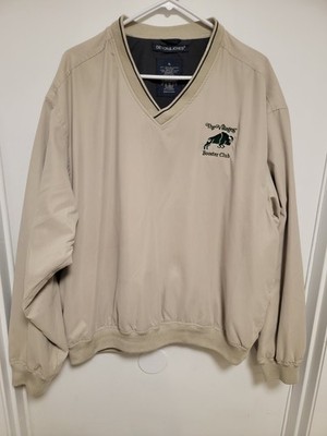Devon & Jones Men's Beige Windbreaker Jacket XL Lined Pullover Embroidered Logo