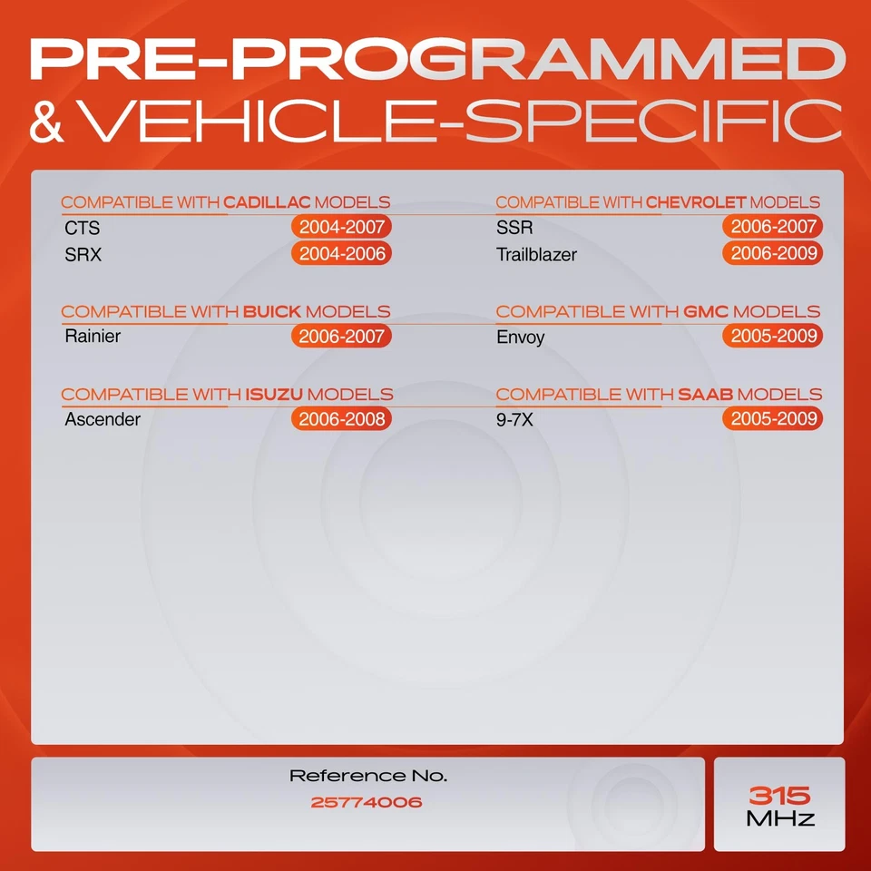 Sensor de monitoreo de presión de neumáticos TPMS 4x 315 MHz para Chevrolet SSR Trailblazer Foto 2 de 4