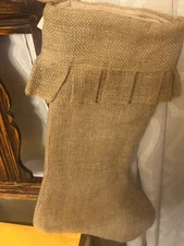 100% Natural Burlap Jute Holiday Christmas Stocking 19 in
