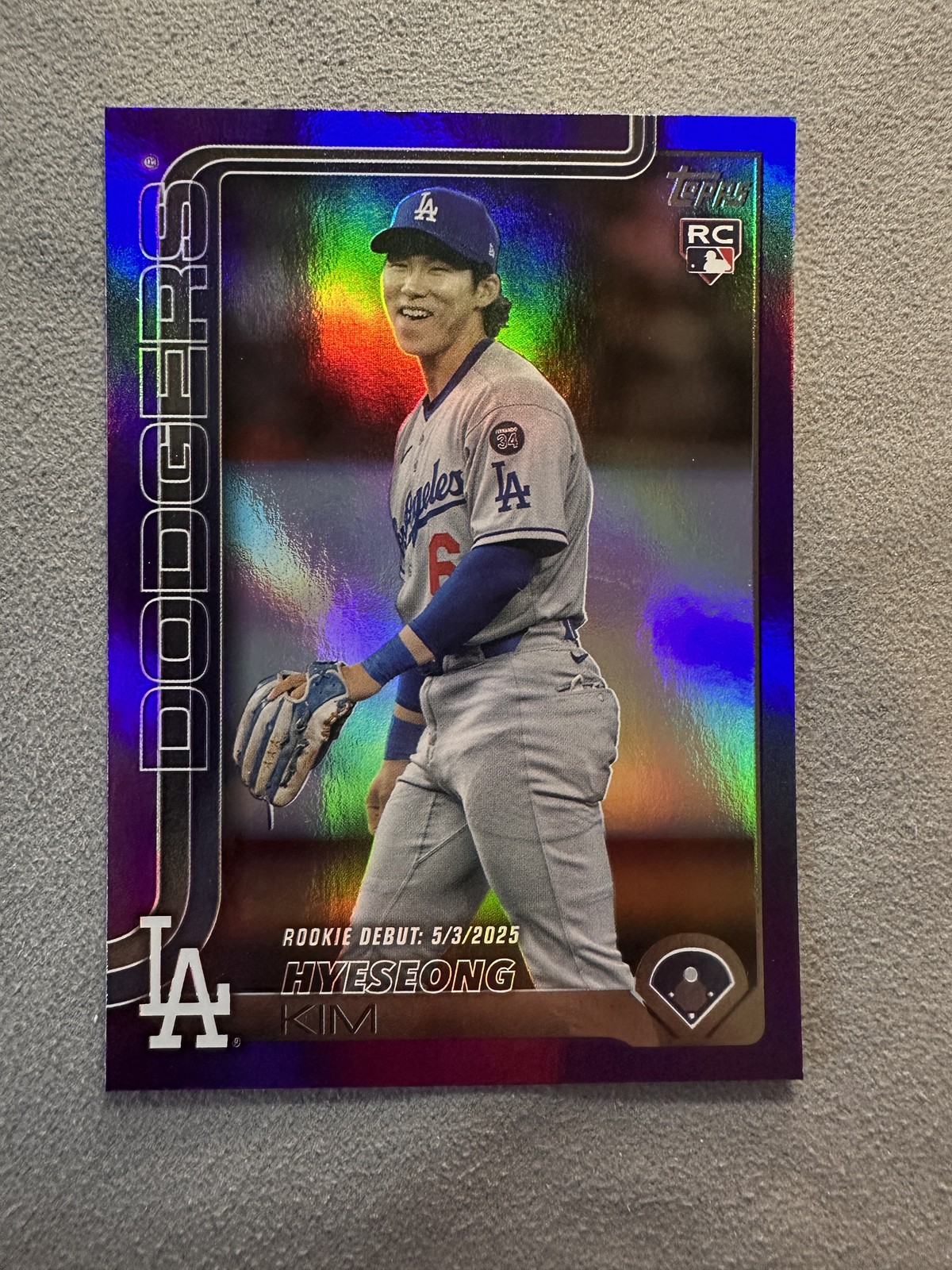 Hyeseong Kim 2025 Topps Update #US312 Dodgers Purple Rainbow Foil #/250 Rookie