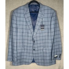 Jos A Bank Comfort Stretch Blue Plaid Sport Coat 50L Traditional Fit NWT