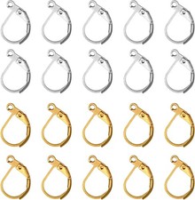 TOAOB 200pcs French Earring Hooks Leverback Ear Wire 10x15mm Gold/Silver