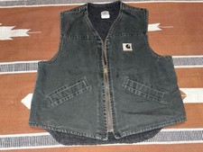 Carhartt 90's V13 MOS Green Sherpa Lined Vest USA UNION Duck Large RARE Work