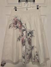 White House Black Market Cream White Floral Organza Skirt Occasion NWT Size 6P