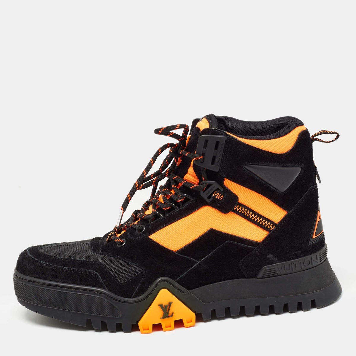 Louis Vuitton BlackOrange Suede and Canvas LV Hiking Boots Size 42
