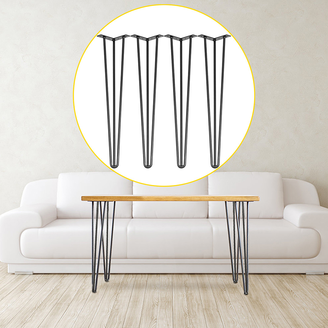 Uimoso 28" Hairpin Furniture Leg DIY Desk Table Legs 3 Rods Heavy Duty Set of 4
