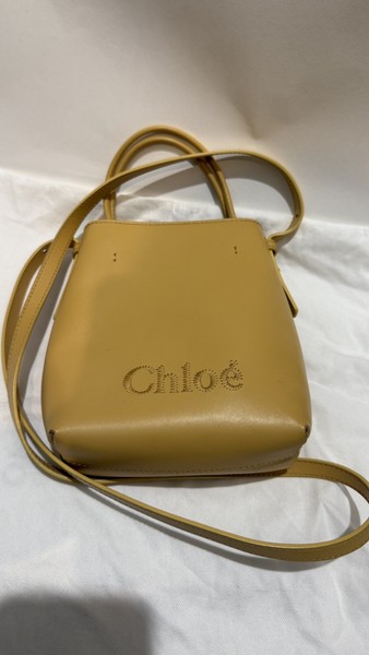 Chloe Sense Micro Tote yellow Leather Mini Handbag Crossbody Authentic