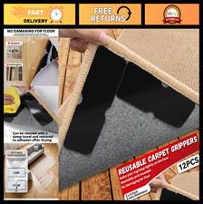 Non-Slip Rug Grippers - Reusable Tape for Hardwood Floors  Carpets, 12 Pcs