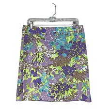 TALBOTS Multicolor Floral Lined Linen Straight Skirt Size 10 Cotton blend Womans