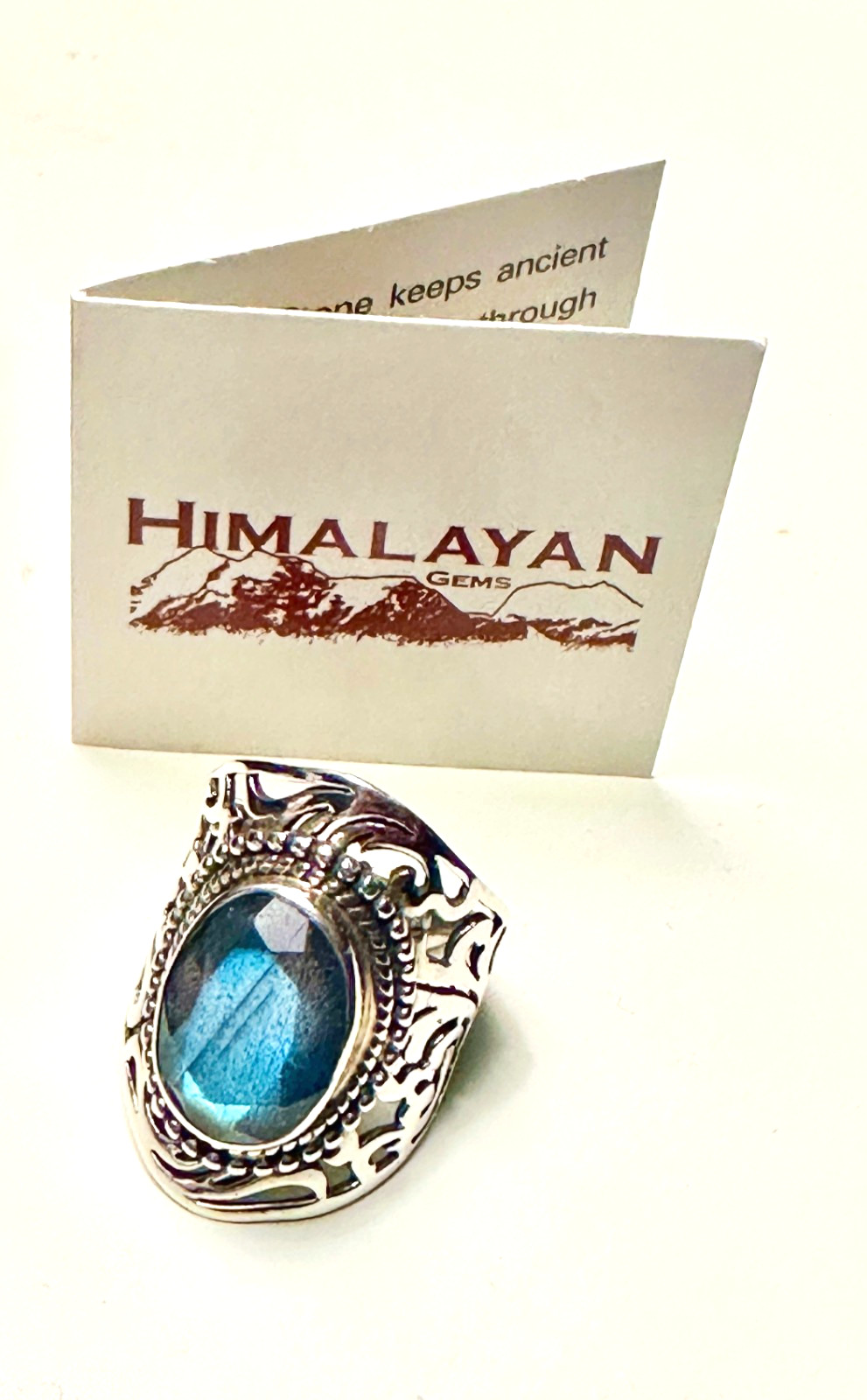 Himalayan Labradorite Stone in Solid Filagree Ste… - image 2