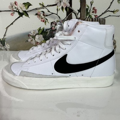 Nike Blazer Woman's Mid 77 Vintage White & Black High-Top Sneakers Size 12 