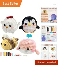 Beginner-Friendly Crochet Kit with Video Tutorials for 4 Adorable Projects