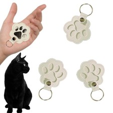 3PCS Cats  Dogs Pet Paw Print Keychain   White Leather Memorial Keychain