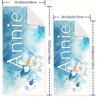 Personalized Flower Beach Towel - Sports Pattern with Name - Super Absorbent,