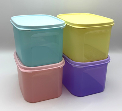 Brand New 4x Tupperware Modular Mates Mini Rectangular Pastel Limited Release