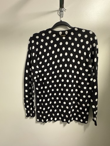 MICHAEL Michael Kors Negro Blanco Estampado de Lunares Cuello Redondo Pullover Top Suéter S - Imagen 8 de 10