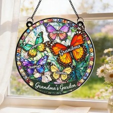 Personalized Acrylic Suncatcher Custom Name Grandma Butterfly Window Hanging