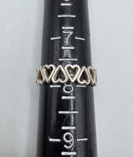 Vtg Sterling Silver Open Heart Eternity Ring  Size 7.75  Band Cut Out Hearts