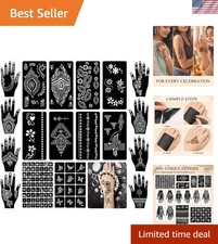 Temporary Henna Tattoo Kits with 18 Designs: Perfect for DIY Art  Celebrations