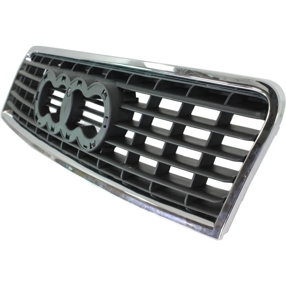 New Front Grille For 2002-2005 Audi A4 A4 Quattro Chrome & Black Plastic Foto 3 de 4